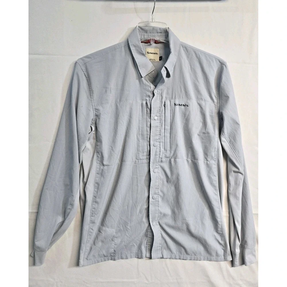 Simms Men's Vented Fishing Shirt Lightweight Long Sleeve Outdoor Size M Gray